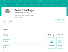 Tablet Screenshot of parkershotdogs.eat24hour.com