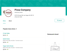 Tablet Screenshot of pizzacompanylv.eat24hour.com