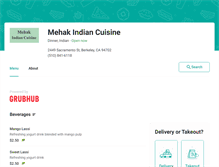 Tablet Screenshot of mehakindian.eat24hour.com